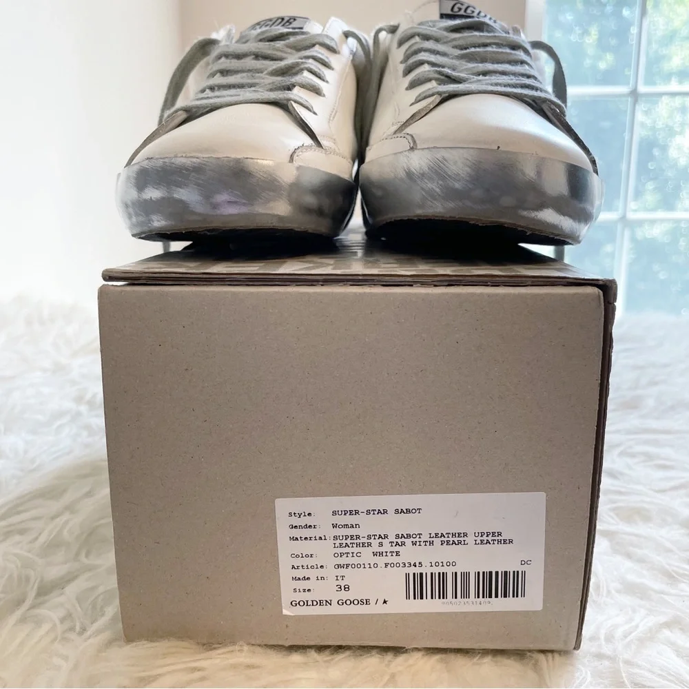 Golden Goose Superstar Sabot Shearling Sneaker White Silver Beige size 38 - Picture 6 of 15